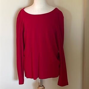 EUC~Woman’s Large Karen Scott Long Sleeved Red Scoop Neck Lightweight Top